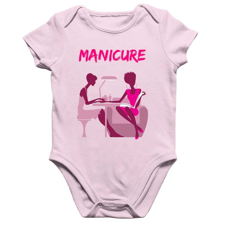 Body Bebê Algodão Manicure - Rosa Bebê