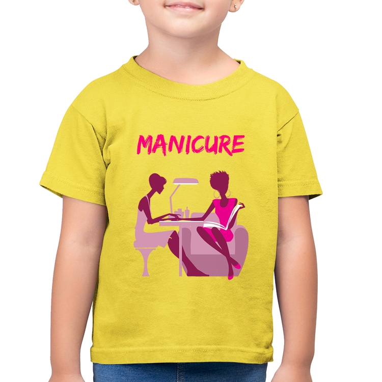 Camiseta Algodão Infantil Manicure - Amarelo Canário