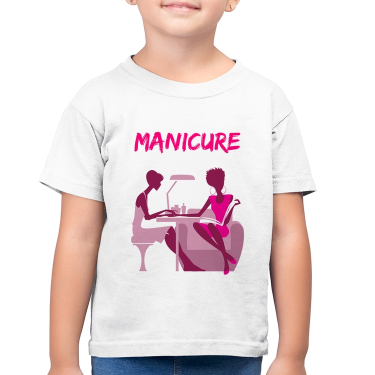 Camiseta Algodão Infantil Manicure - Branca