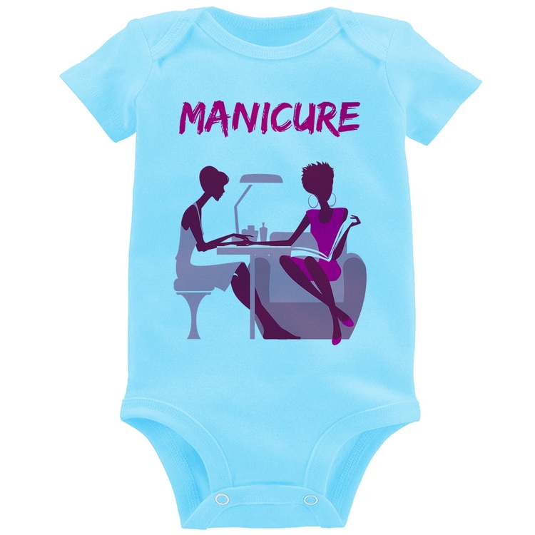 Body Bebê Manicure - Azul Bebê