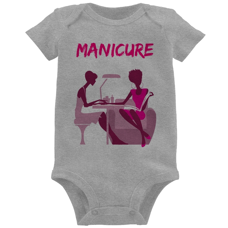 Body Bebê Manicure - Cinza