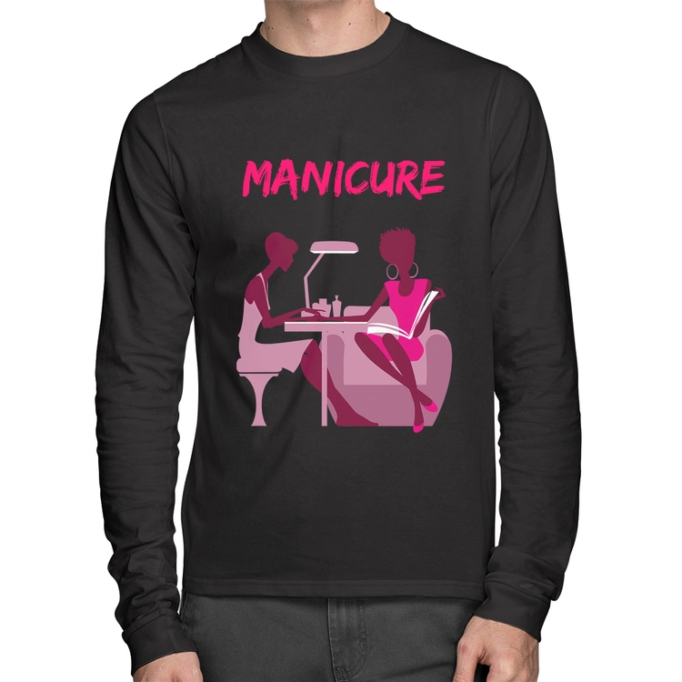 Camiseta Algodão Manicure Manga Longa