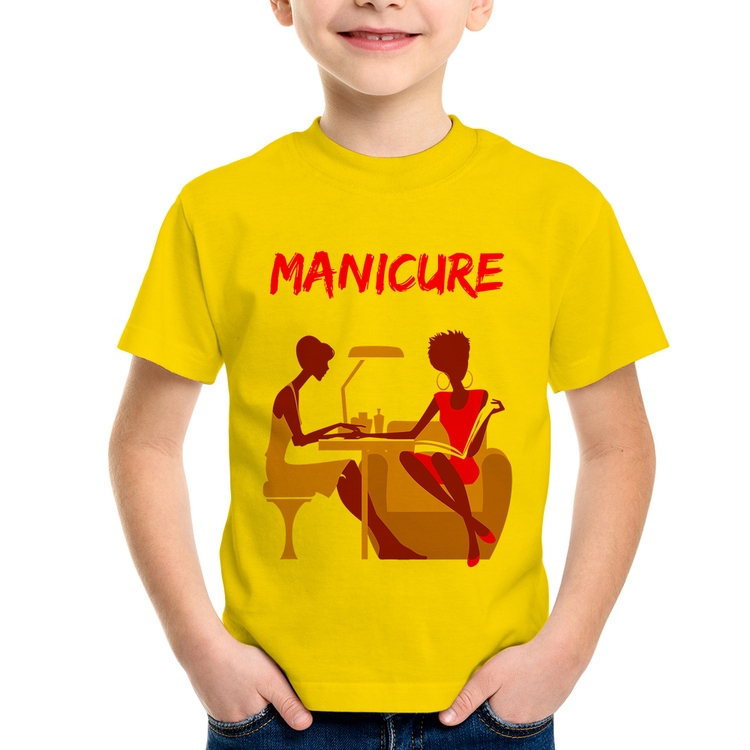 Camiseta Infantil Manicure - Amarela