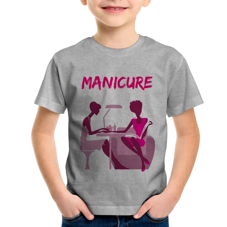 Camiseta Infantil Manicure - Cinza