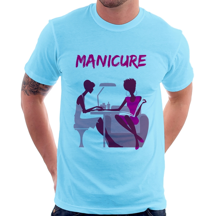 Camiseta Manicure - Azul Bebê