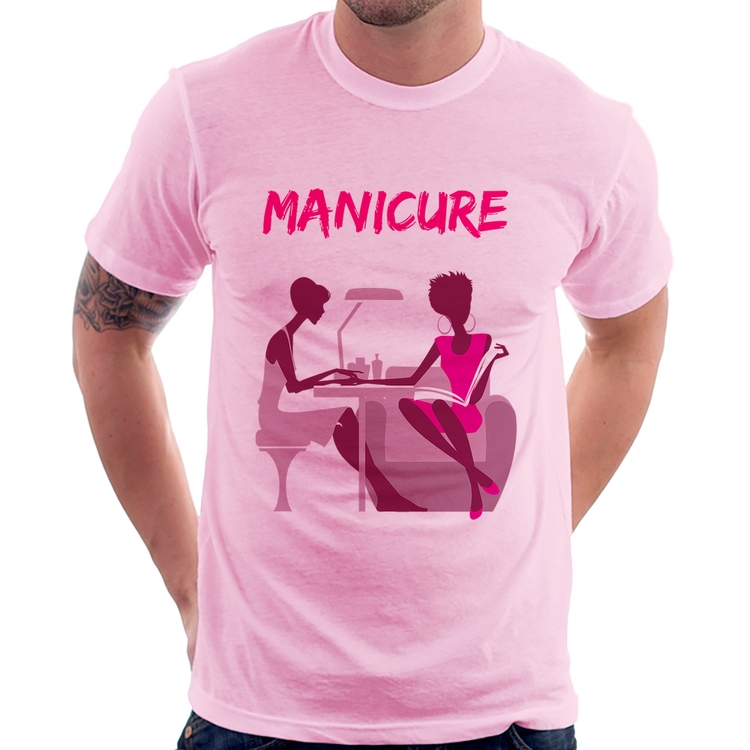 Camiseta Manicure - Rosa Bebê
