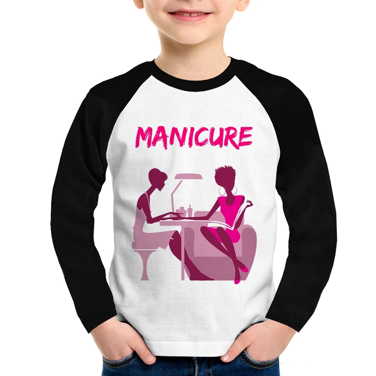 Camiseta Raglan Infantil Manicure Manga Longa
