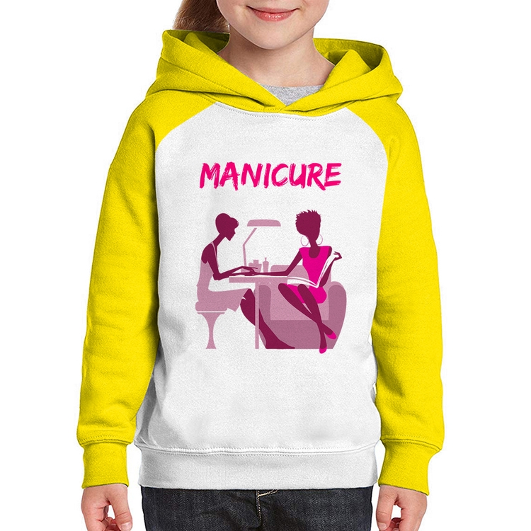 Moletom Infantil Manicure - Branco/Amarelo