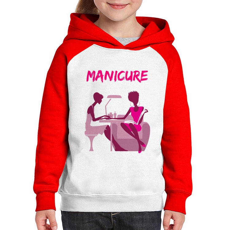 Moletom Infantil Manicure - Branco/Vermelho