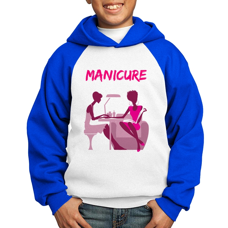 Moletom Infantil Manicure - Branco/Azul