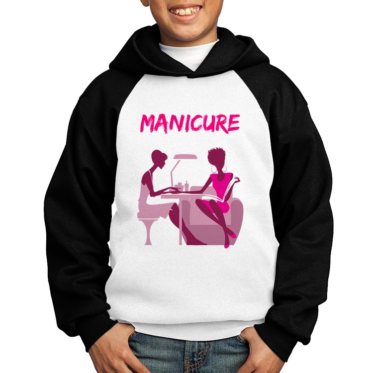 Moletom Infantil Manicure - Branco/Preto