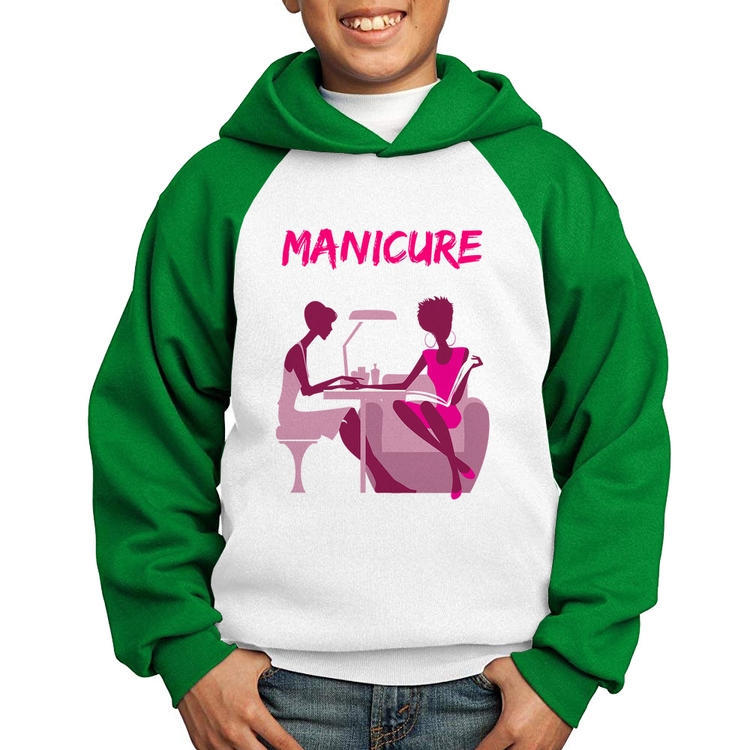 Moletom Infantil Manicure - Branco/Verde