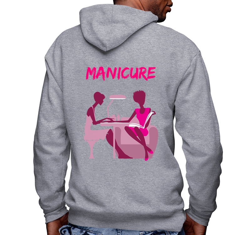 Blusa Moletom Manicure Masculina com Capuz e Zíper - Mescla