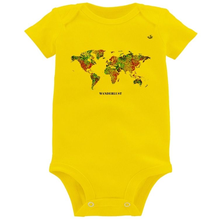 Body Bebê Mapa mundi mosaico - Amarelo