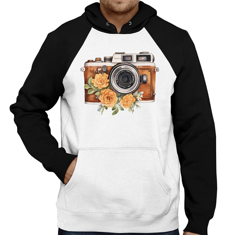 Moletom Máquina Fotográfica Vintage e Flores