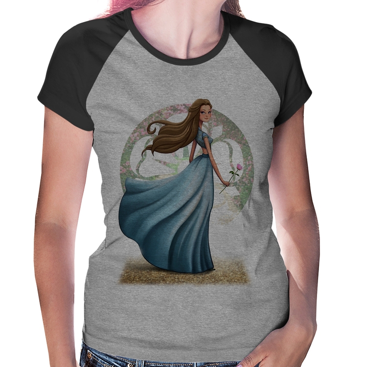 Baby Look Raglan Margaery Tyrell Art - Cinza/Preto