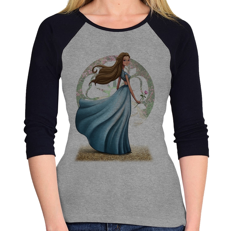 Baby Look Raglan Margaery Tyrell Art Manga 3/4 - Cinza/Preto