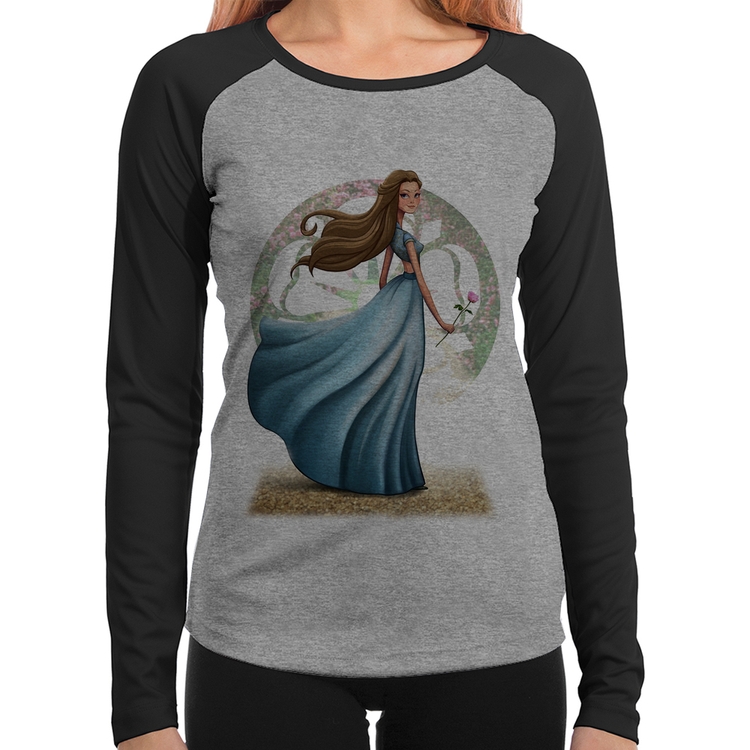 Baby Look Raglan Margaery Tyrell Art Manga Longa - Cinza/Preto