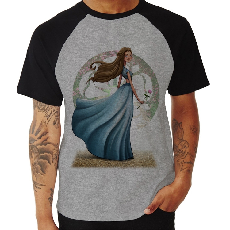 Camiseta Raglan Margaery Tyrell Art - Cinza/Preto