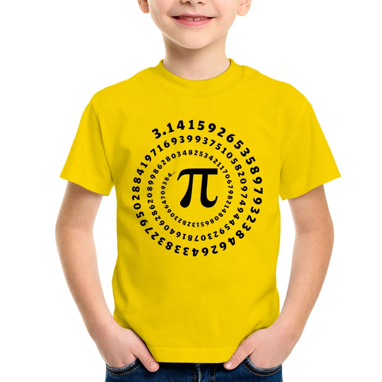 Camiseta Infantil PI 3,14 Número Matemática - Amarela