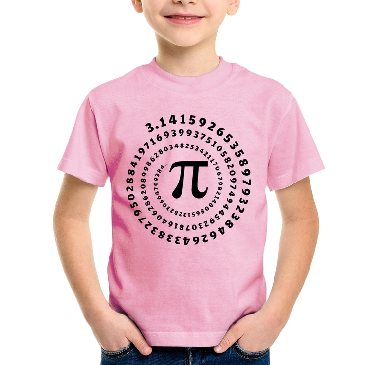 Camiseta Infantil PI 3,14 Número Matemática - Rosa Bebê