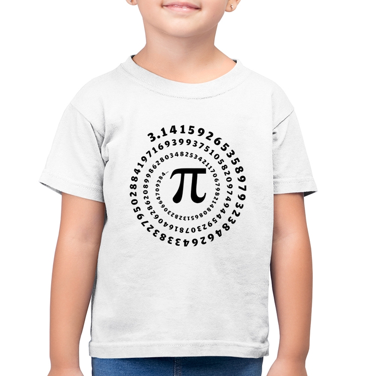 Camiseta Algodão Infantil PI 3,14 Número Matemática - Branca