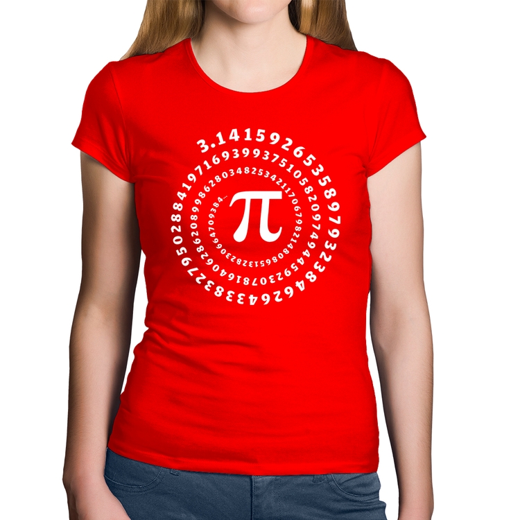 Baby Look Algodão PI 3,14 Número Matemática - Vermelha