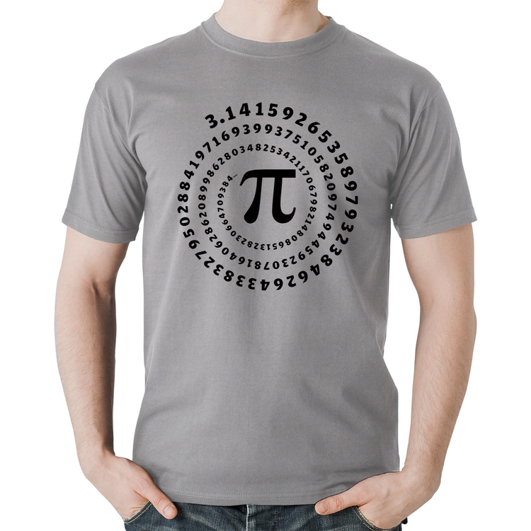Camiseta Algodão PI 3,14 Número Matemática - Cinza