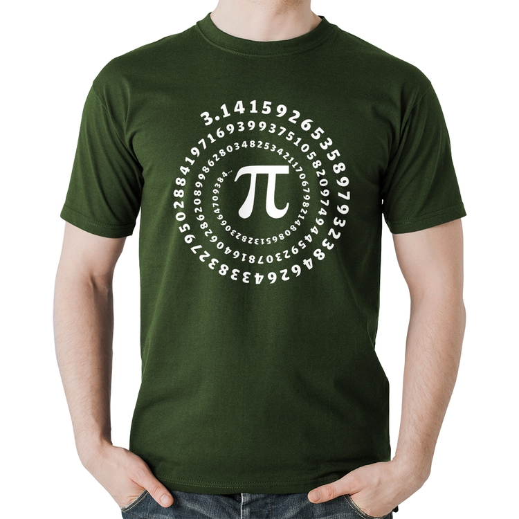 Camiseta Algodão PI 3,14 Número Matemática - Musgo