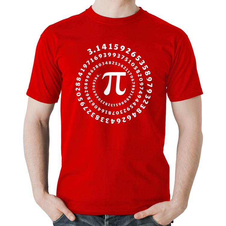 Camiseta Algodão PI 3,14 Número Matemática - Vermelha