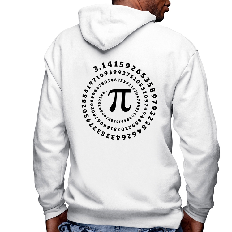 Blusa Moletom PI 3,14 Número Matemática Masculina com Capuz e Zíper - Branca