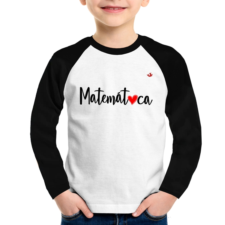 Camiseta Raglan Infantil Matemática por amor Manga Longa