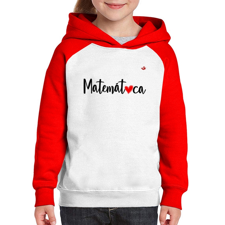 Moletom Infantil Matemática por amor - Branco/Vermelho