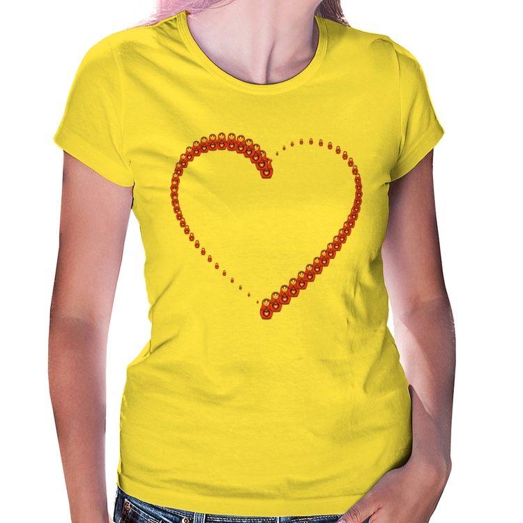 Baby Look Matrioska Coração - Amarela