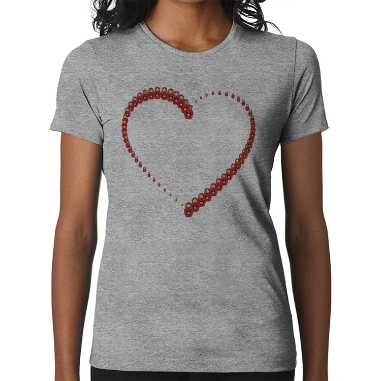 Baby Look Matrioska Coração - Cinza