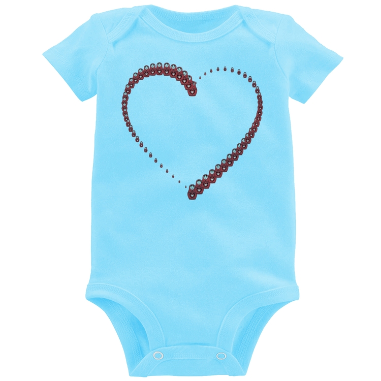 Body Bebê Matrioska Coração - Azul Bebê