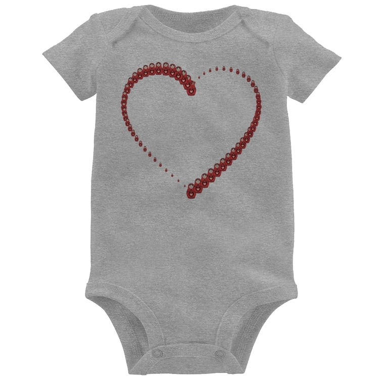 Body Bebê Matrioska Coração - Cinza