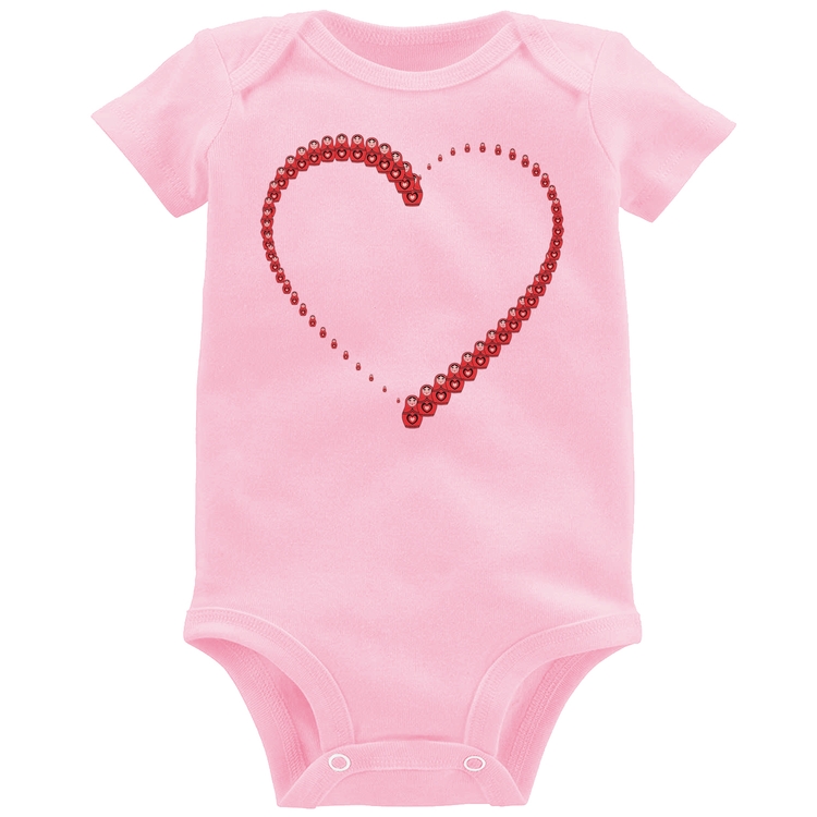 Body Bebê Matrioska Coração - Rosa Bebê