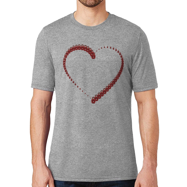 Camiseta Matrioska Coração - Cinza