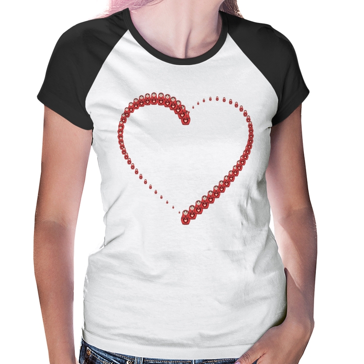 Baby Look Raglan Matrioska Coração