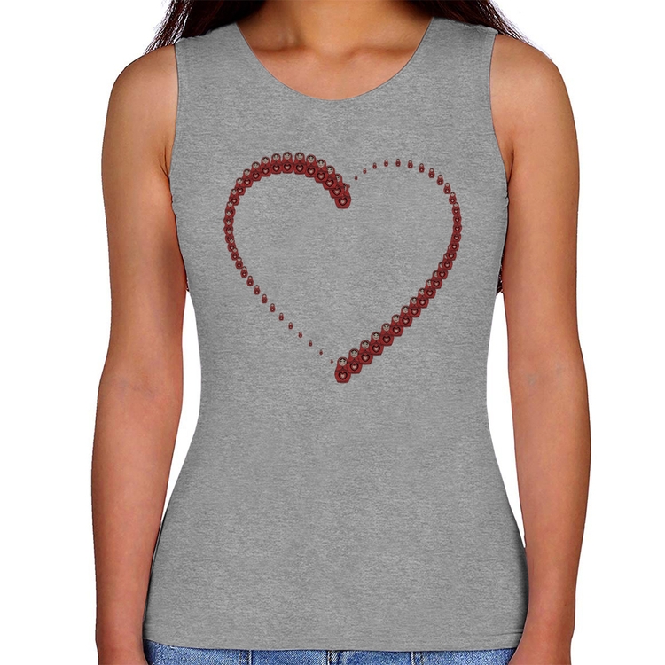 Regata Feminina Matrioska Coração - Cinza