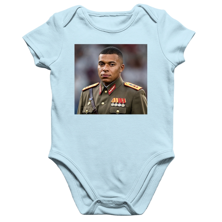 Body Bebê Algodão Mbappé Meme Ditador - Azul Bebê