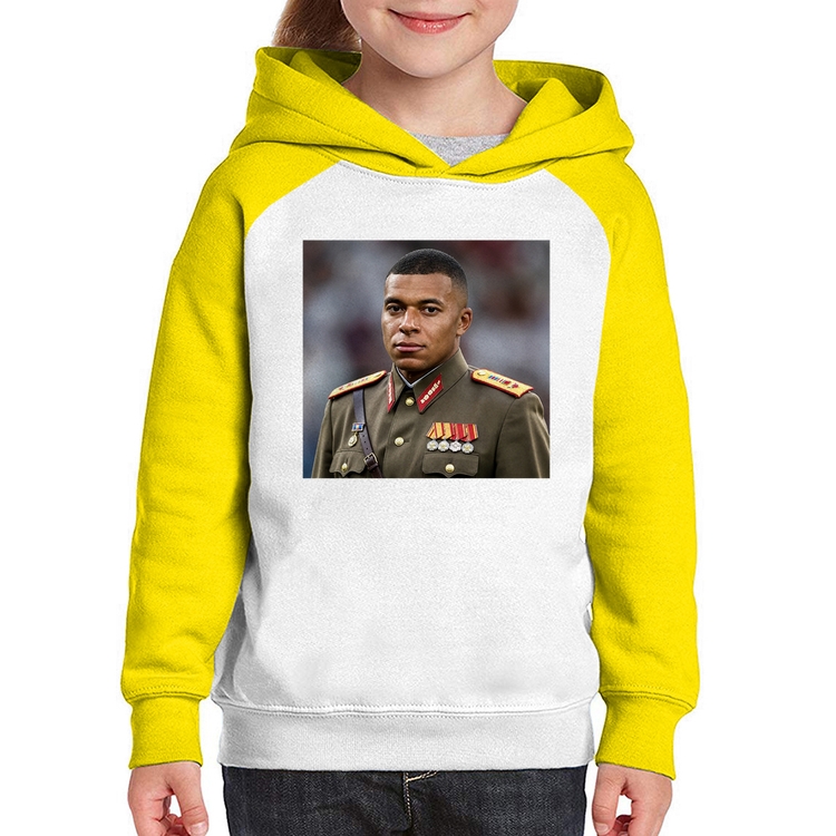 Moletom Infantil Mbappé Meme Ditador - Branco/Amarelo