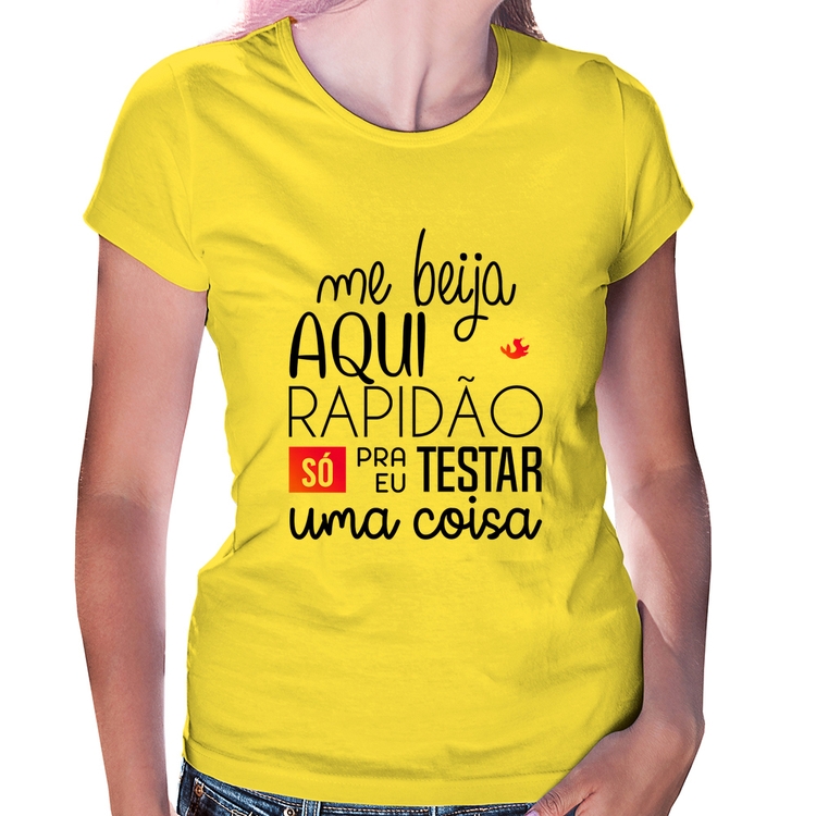 Baby Look Me beija aqui rapidão - Amarela