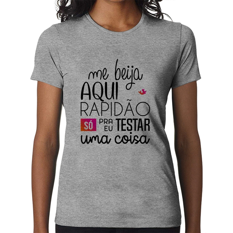 Baby Look Me beija aqui rapidão - Cinza