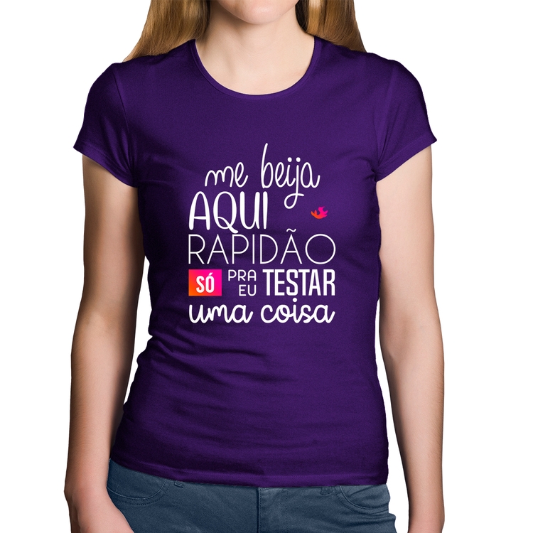 Baby Look Algodão Me beija aqui rapidão - Roxa