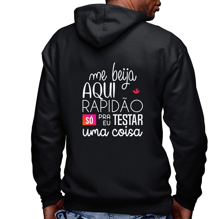 Blusa Moletom Me beija aqui rapidão Masculina com Capuz e Zíper