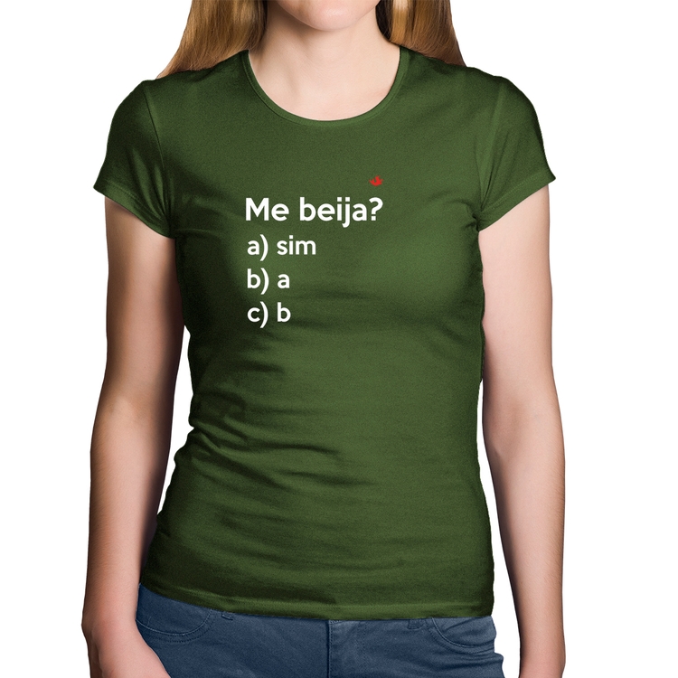 Baby Look Algodão Me beija? - Musgo