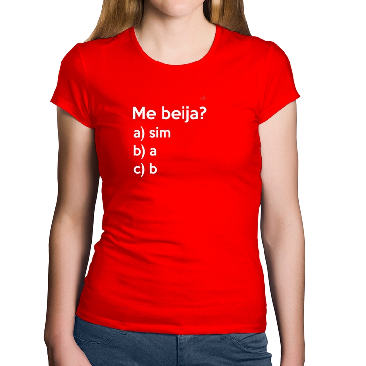 Baby Look Algodão Me beija? - Vermelha