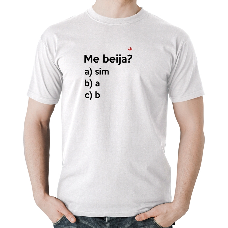Camiseta Algodão Me beija? - Branca